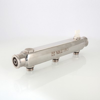 VTc.510.SS.060406 Коллектор из нержавеющей стали с межосевым расстоянием выходов 100 мм Valtec 1", 6 x 1/2"  - Вид №7