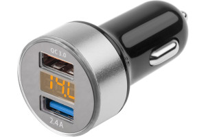 18918234 Автомобильное зарядное устройство для телефона и гаджетов USB с вольтметром R77005 DSV