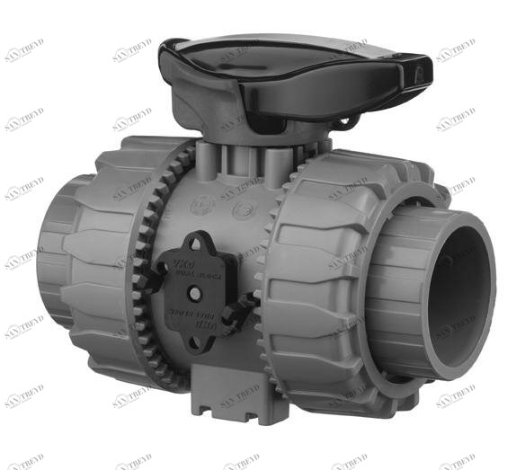 SANIT 841700210820632 2-ходовой шаровой кран d 16-63, ВКД DualBlock®, АБС, клей рукав, безопасность рычаг 