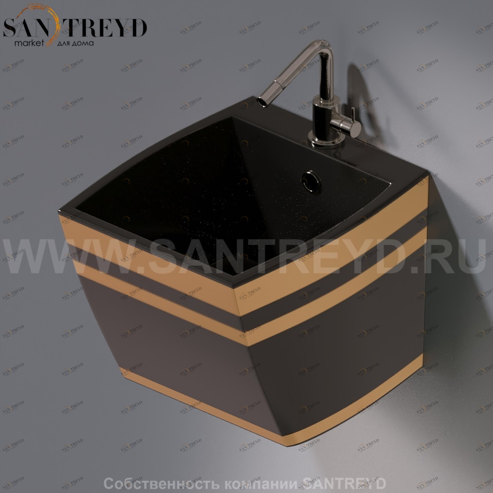 L253.476G Подвесная раковина настенная овальная A. e T. Italia SQUARE черная AeT ITALIA