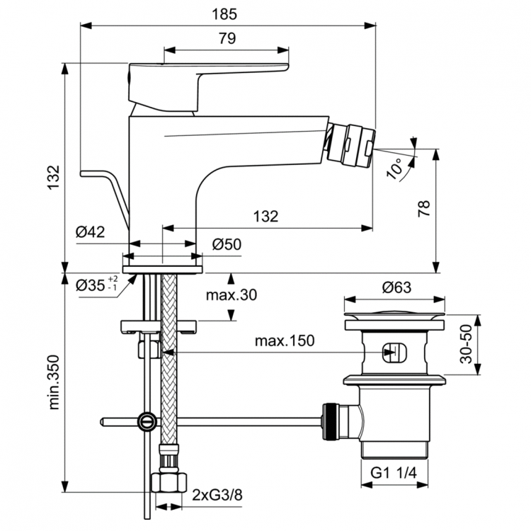 BC705XG Смеситель для биде Ideal Standard CERAFINE O - Вид №7