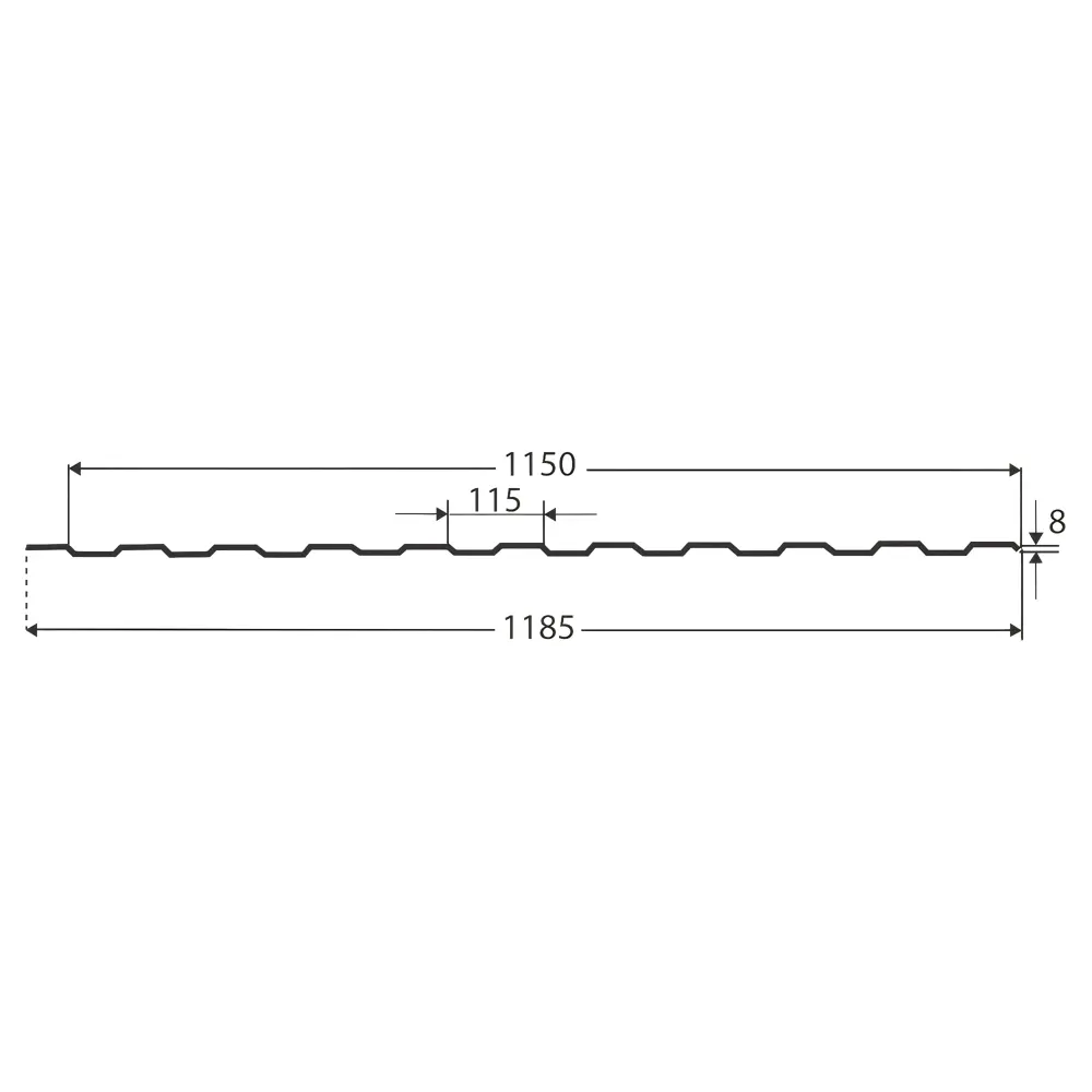 Профнастил С8 0.35 мм 1200x2000 мм оцинкованный 13612380 STLM-2042238 Santreyd  - Вид №1