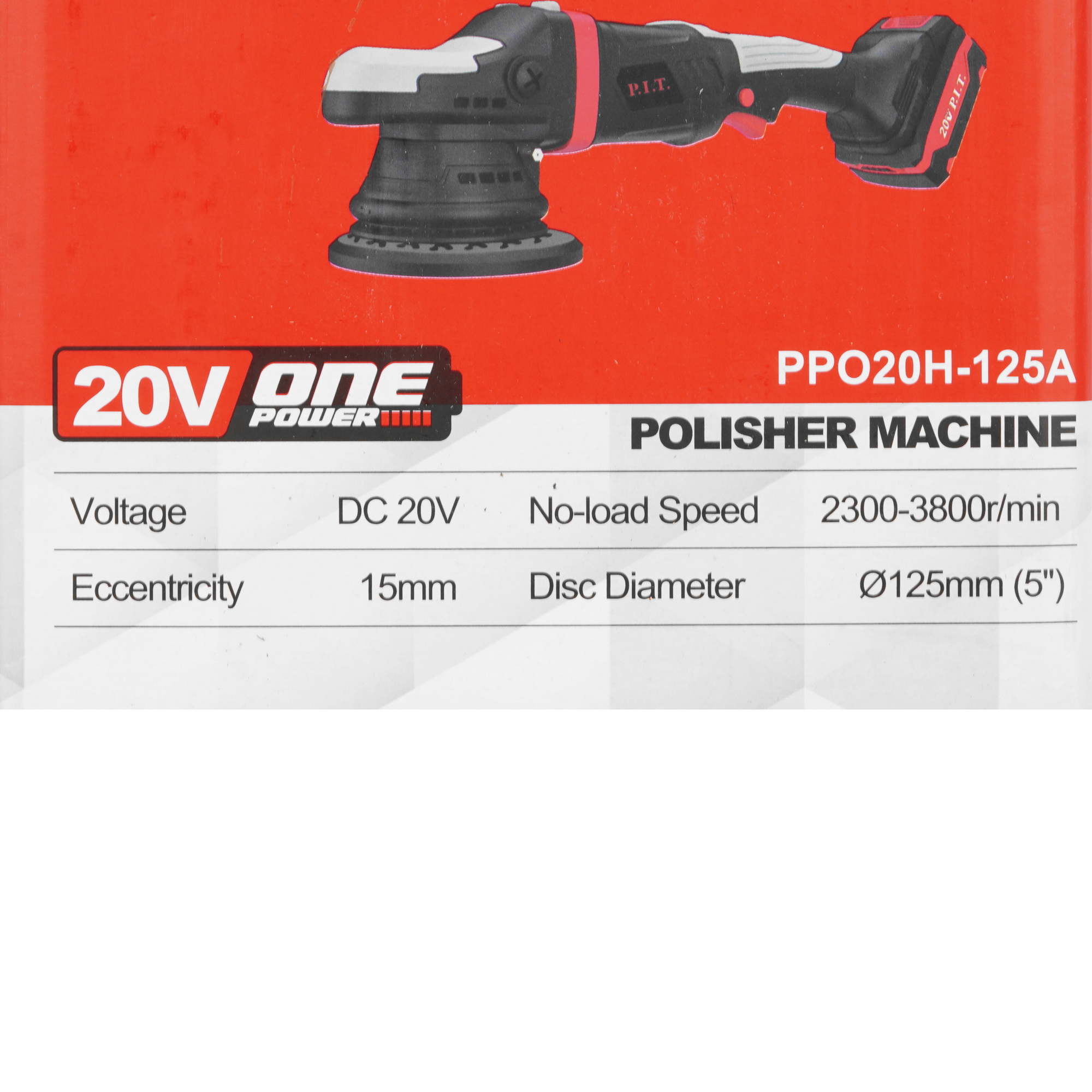 Полировальная машина P.I.T. PPO20H-125A OnePower 20V  , Без ЗУ, Без АКБ 9227327 PIT STDN-0025213 - Вид №8
