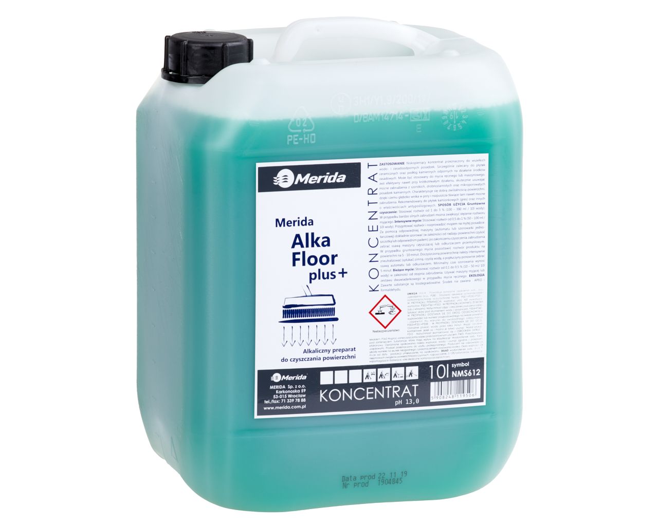 NMS612 ALKA FLOOR PLUS 10 л, щелочное средство для очистки керамогранита и противоскользящей плитки Merida 