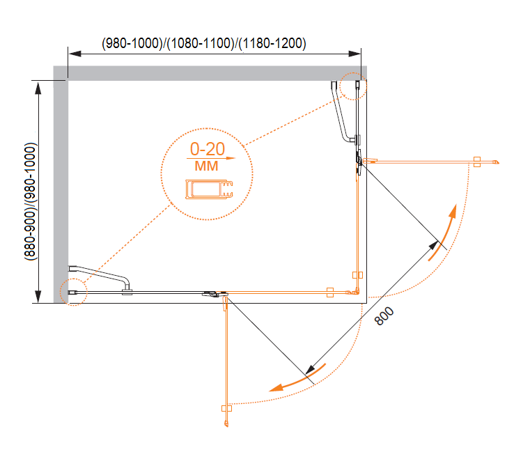 Душевой уголок CEZARES BERGAMO-W-AH-2-120/100-P-Cr-R - Вид №3