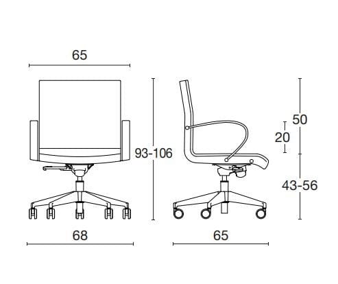 Кожаный офисный стул с подлокотниками с 5 спицами Diemme ARCH-00021090 - Вид №4