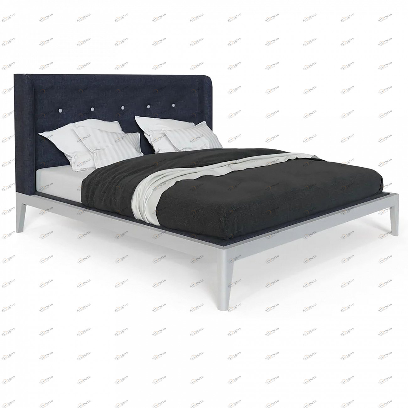 Кровать двуспальная с мягким изголовьем 180x200 темно-синяя Fly soft new BRAGIN DESIGN ДИЗАЙНЕРСКИЕ 256419 Белый;синий 