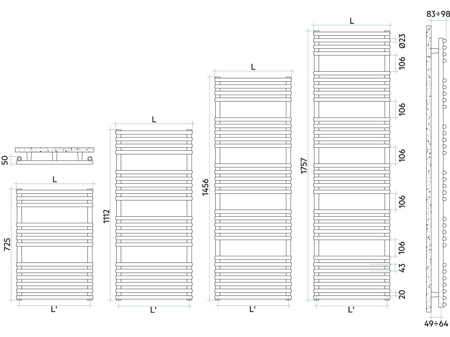 Стальной радиатор для ванной комнаты Irsap KART ARCH-00122516 - Вид №4