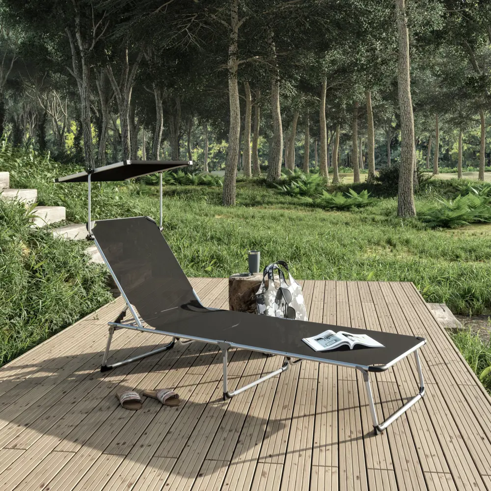 Шезлонг складной Azur 188x61x30 см алюминий/текстилен цвет серый 82558762 STLM-2042039 Santreyd  - Вид №13