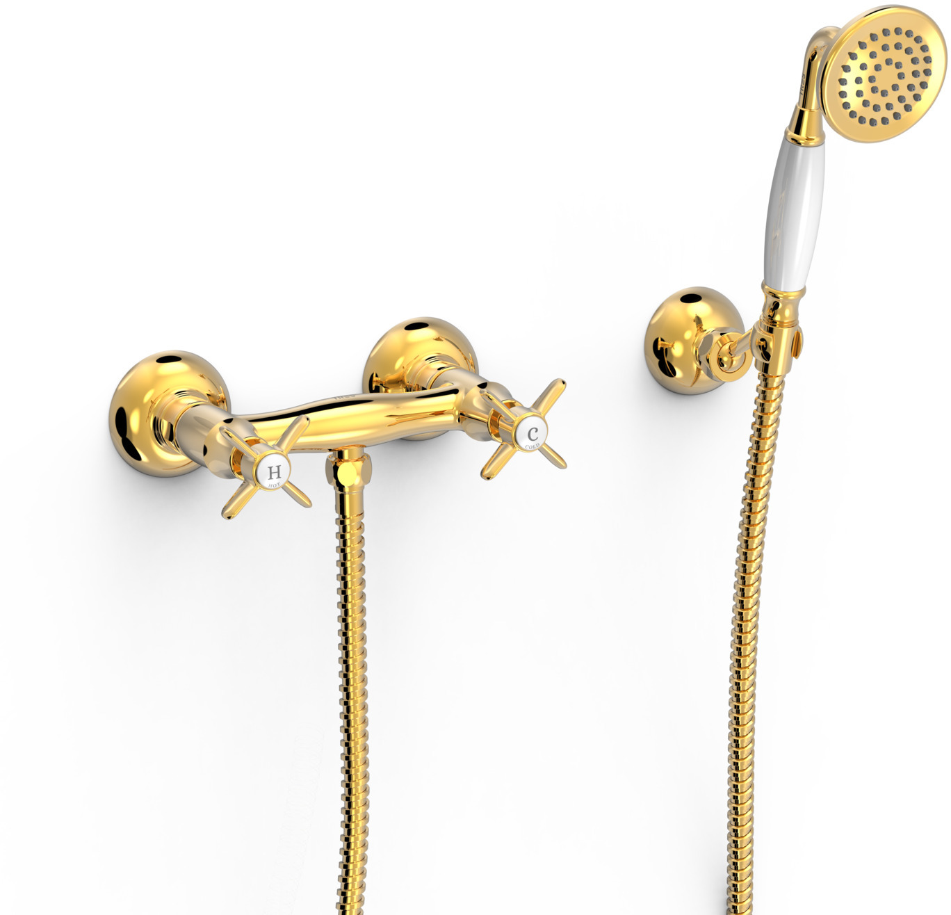 Настенный смеситель для душа TRES CLASIC с двумя ручками-24216301OR TRES