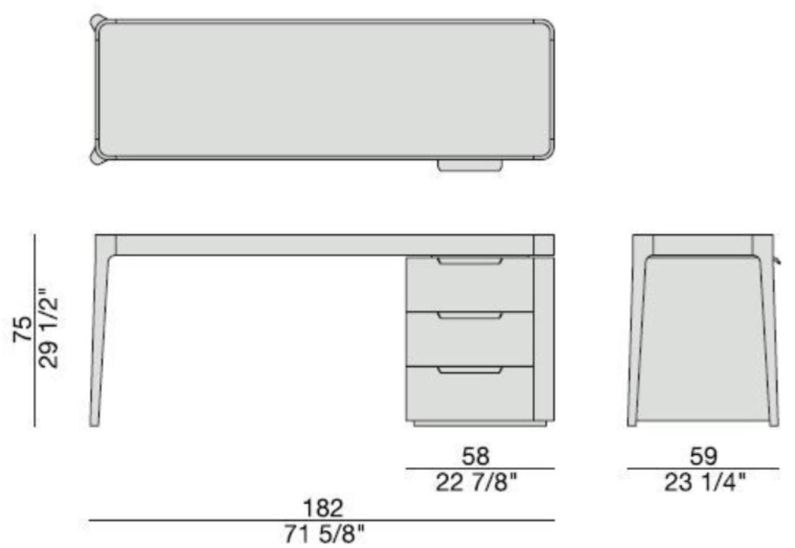 Porada Стол из орехового дерева с ящиками Iron sun-id-1355630 - Вид №6