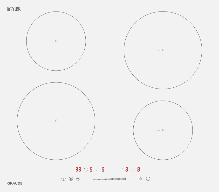 IK 60.0 AW Индукционные варочные панели / 590 х 56 х 520 мм, индукционная варочная панель premium, сенсорное управление, 9 ступений нагрева,режим усиленного нагрева booster, функция объединения варочных зон, функция таймера, индикация остаточного тепла, а Santreyd 