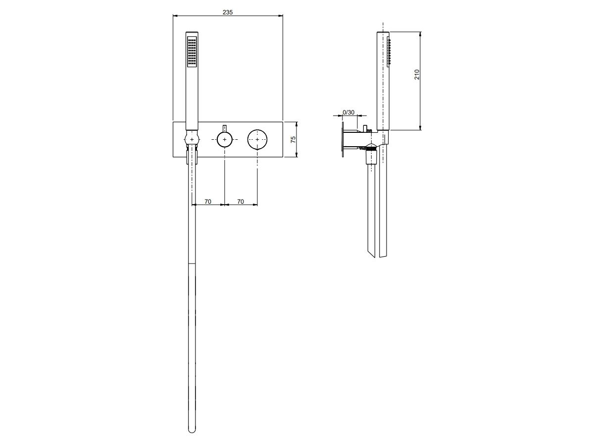 Настенный смеситель для ванны с 3 отверстиями и ручным душем Rubinetterie Frattini отдельная эстетика ARCH-00105690 - Вид №13