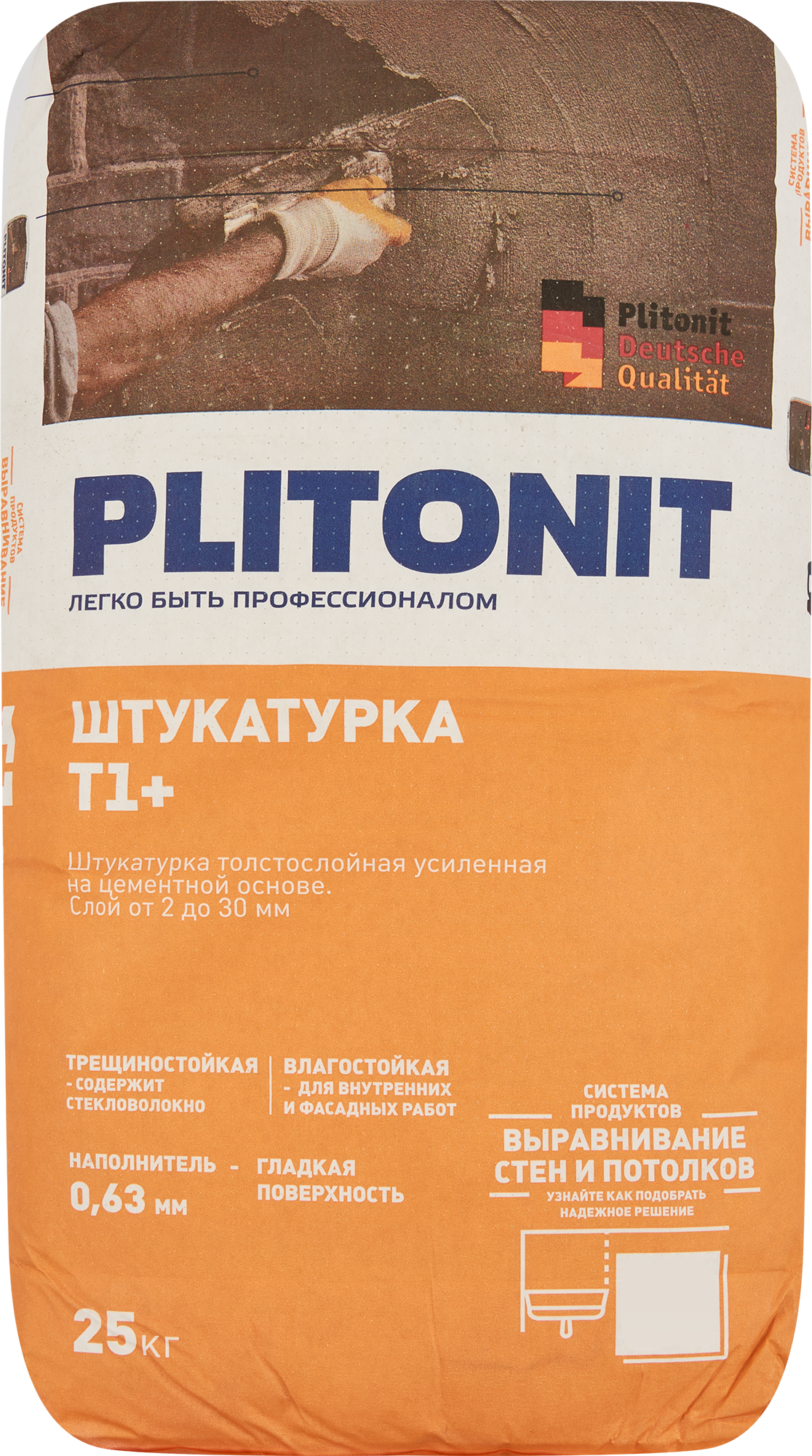 84265667 Штукатурка цементная Т1 Плюс 25 кг STLM-0047801 PLITONIT