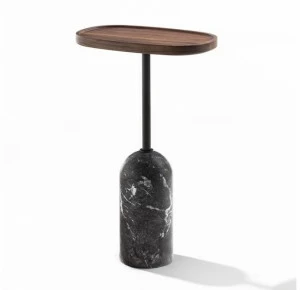 Porada Овальный журнальный столик из мрамора и столешница из ореха каналетта Twenty