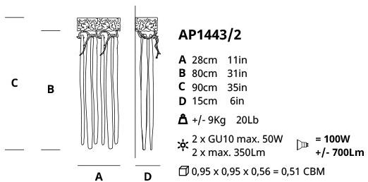 Serip Бра из бронзы ручной работы Waterfall Ap1443/2 - Вид №1