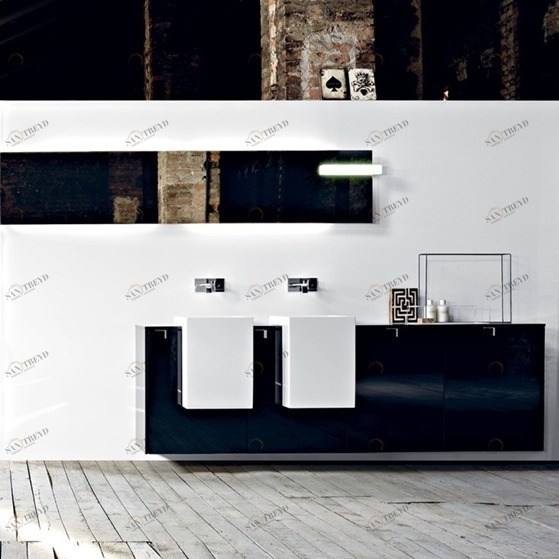 Комбинация ванной комнаты PV03 в отделке Prop 49  Mineralmarmo/ L22 Nero MILLDUE PIVOT PIVOT03