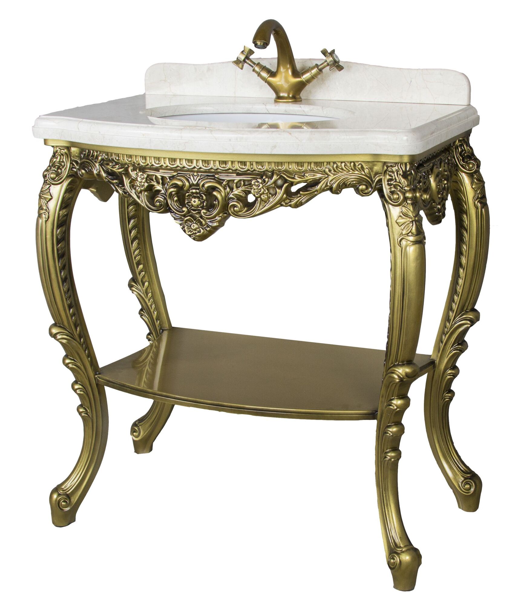 Консоль ISABELLA 80 арт. TS-10108-W/G белый глянец с золотом Tessoro TS10108WG - Вид №3