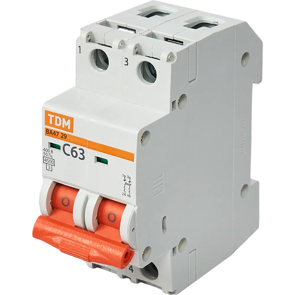 Автоматический выключатель TDM Electric ВА47-29 2P 63А для защиты электросети 84399497 STLM-0049270