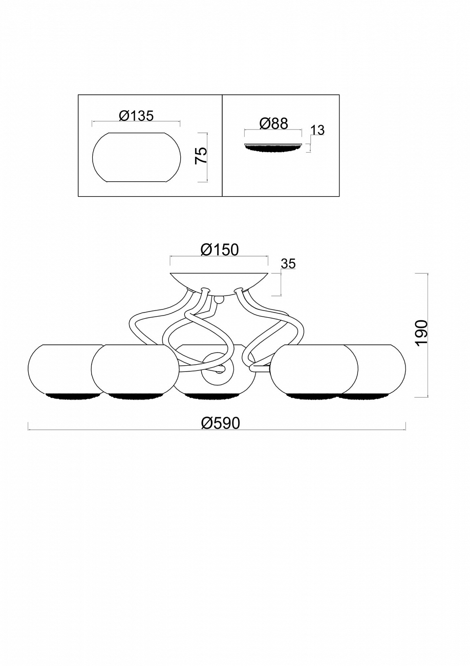 Люстра подвесная хром Miranda FR5039PL-05CH FREYA MODERN 00-3956377 Хром - Вид №2