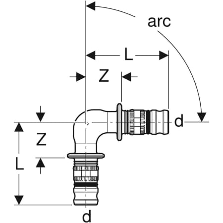 GEBERIT 626.245.00.5 Угольник Geberit Mepla  - Вид №2