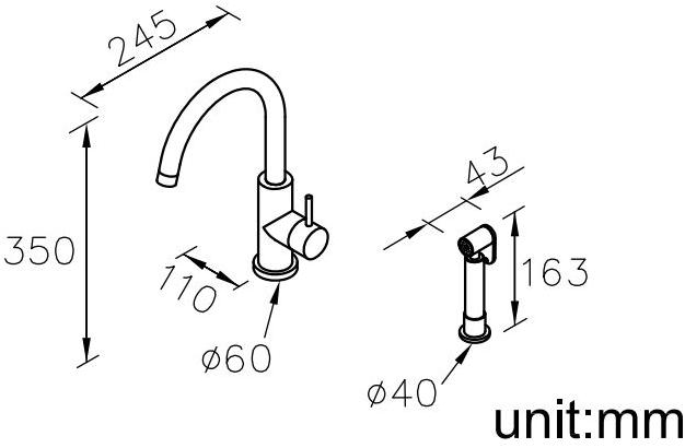 JUSTIME Смеситель для кухни из нержавеющей стали Still one 6772-97-82s1 - Вид №3