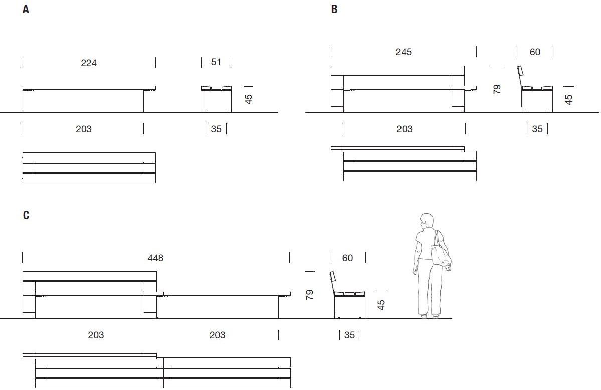 URBIDERMIS Скамья из массива дерева со спинкой Bancal sun-id-1376500 - Вид №4