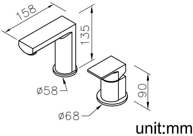 JUSTIME Смеситель для умывальника с одной ручкой на 2 отверстия Arch 6790-x0-80cp - Вид №1