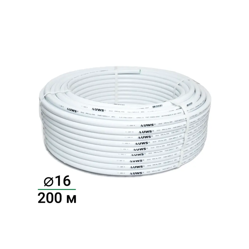 Труба металлопластиковая UWS 16x2 мм 1 м на отрез бухта 200 м STLM-2206408