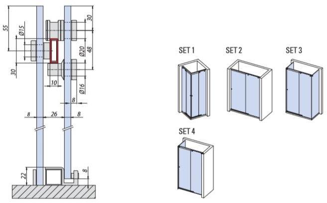 Metalglas Bonomi Комплект для душевой кабины из нержавеющей стали  Bx-02  - Вид №1