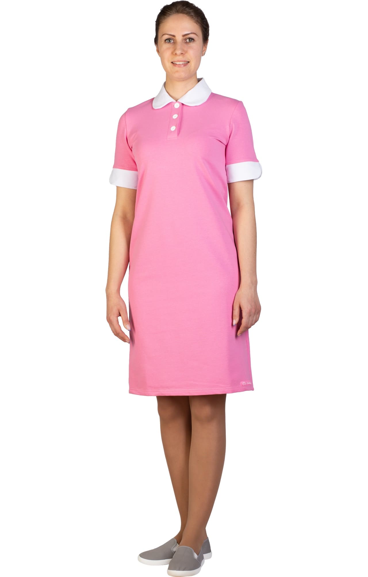 64669 Платье-поло трикотажное цвет PINK (розовый) GRACE  Одежда для обслуживающего персонала  размер 52 (XXL)  - Вид №2