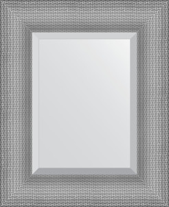 BY 3933 Зеркало с фацетом в багетной раме - серебряная кольчуга 88 mm EVOFORM Exclusive