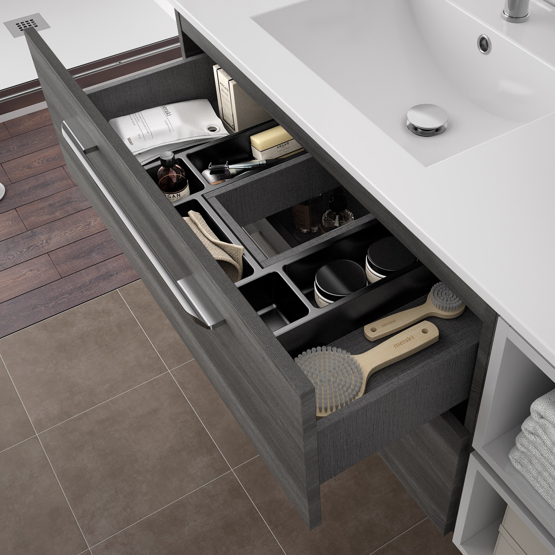 23296 SALGAR Мебель для умывальника FUSSION CHROME 800 2 ящика ALSACIA 797 x 540 x 450 мм Эльзасия - Вид №4