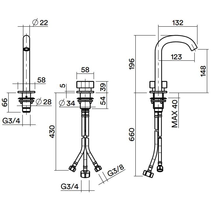 Однорычажный смеситель для раковины из нержавеющей стали Quadrodesign супер ARCH-00140079 - Вид №2