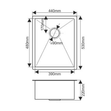 Мойка H4453 MELANA ProfLine 3,0/220 САТИН врезная прямоугольная с коландером H4453 H4453 сатин - Вид №2