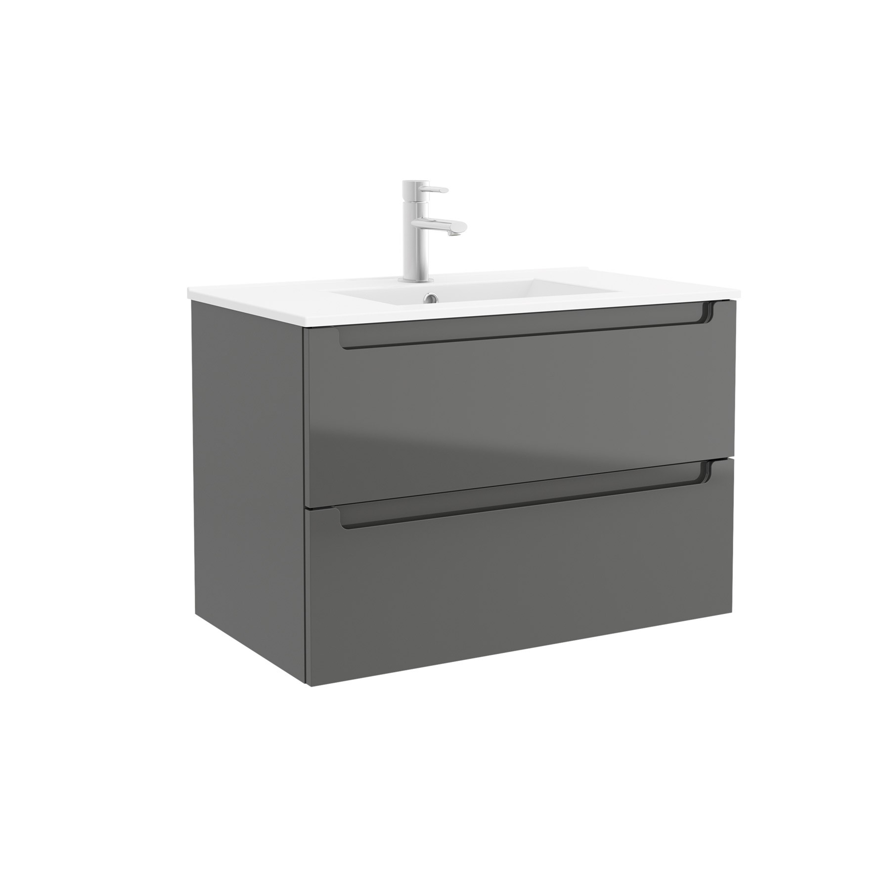 26679 SALGAR Мебель для умывальника MONTERREY 800 2 металлических ящика GLOSS GREY 797 x 540 x 450 мм Глянцевый серый  - Вид №1