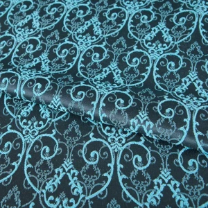 Ткань «Версаль», 150 см, вензель, цвет бирюзовый