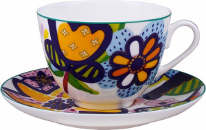 10618948 Императорский фарфоровый завод Чашка с блюдцем "Букет для Катерины" "Весенняя-2" Фарфор костяной