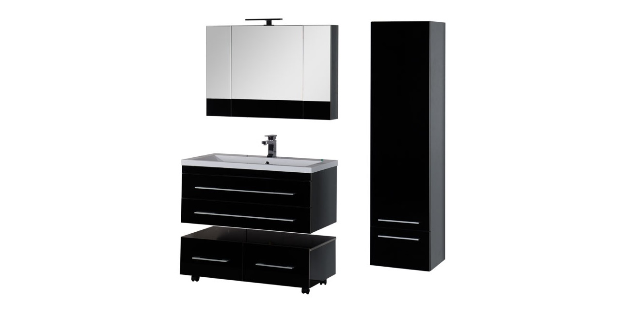Комплект мебели Aquanet Верона 100 черный (подвесной 2 ящика) 00175468 - Вид №1