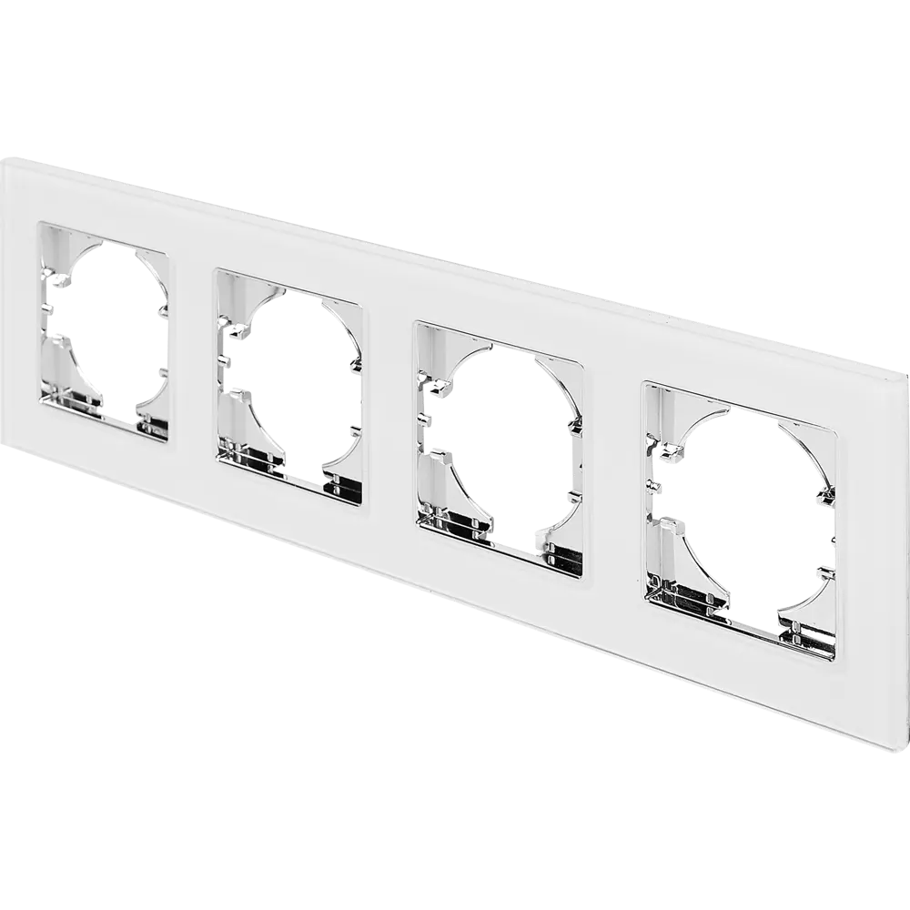 Рамка для розеток и выключателей Gusi Electric Ugra 4 поста цвет белый STLM-2004017 - Вид №1