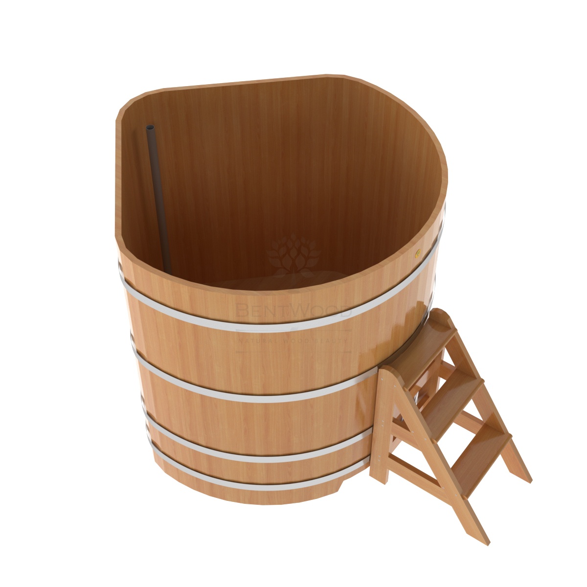 1245 Купель угловая из лиственницы 1,37х1,37х1,4 натуральная премиум Alyarus  - Вид №1