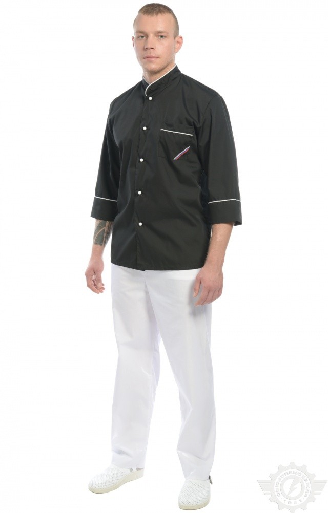 69102 Куртка поварская "Люкс-Лайт" черная  Повар  размер 48-50/182-188 Спецодежда  - Вид №6