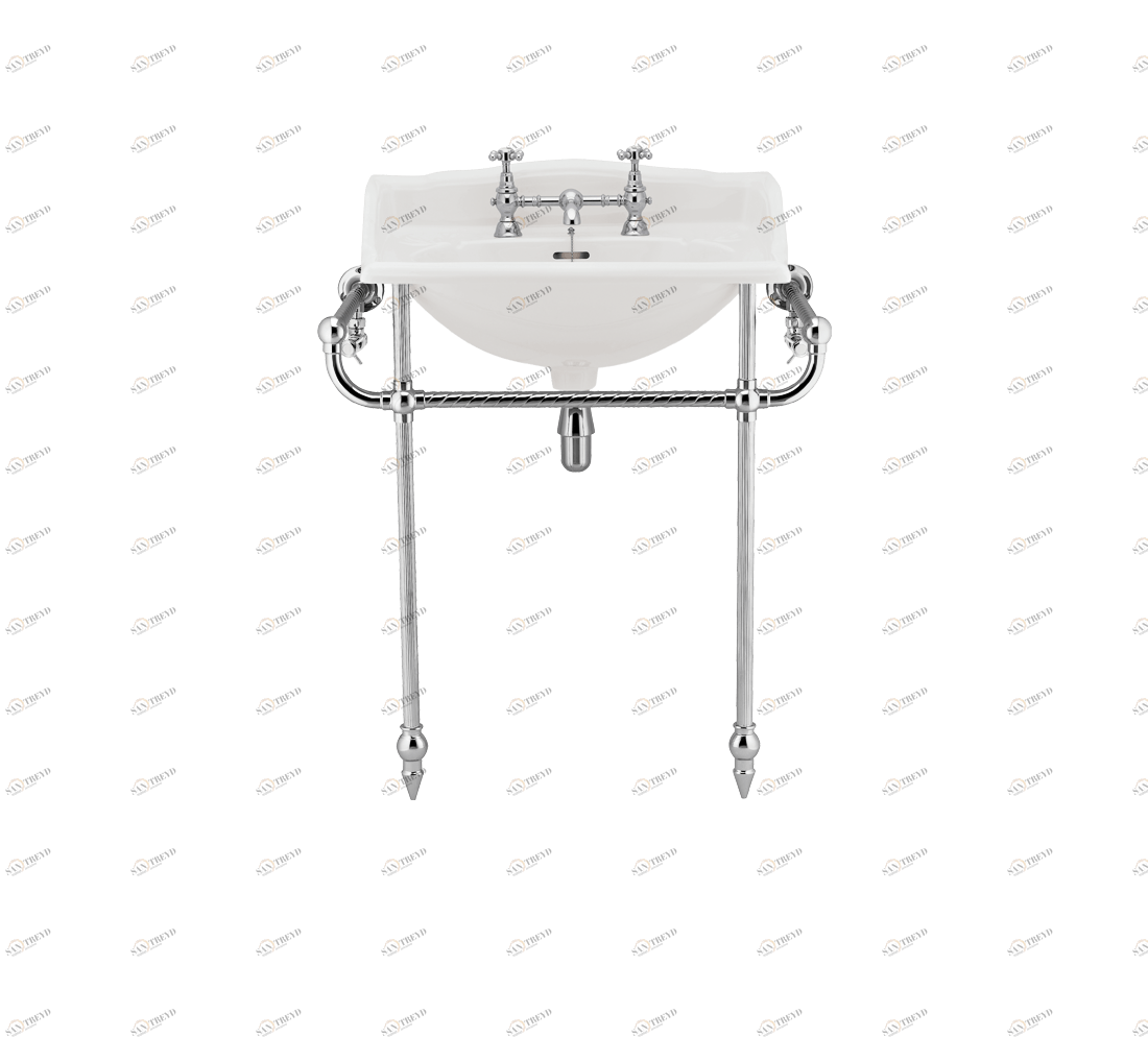 Gentry Home Таз большой белый Victorian Хром GH102127