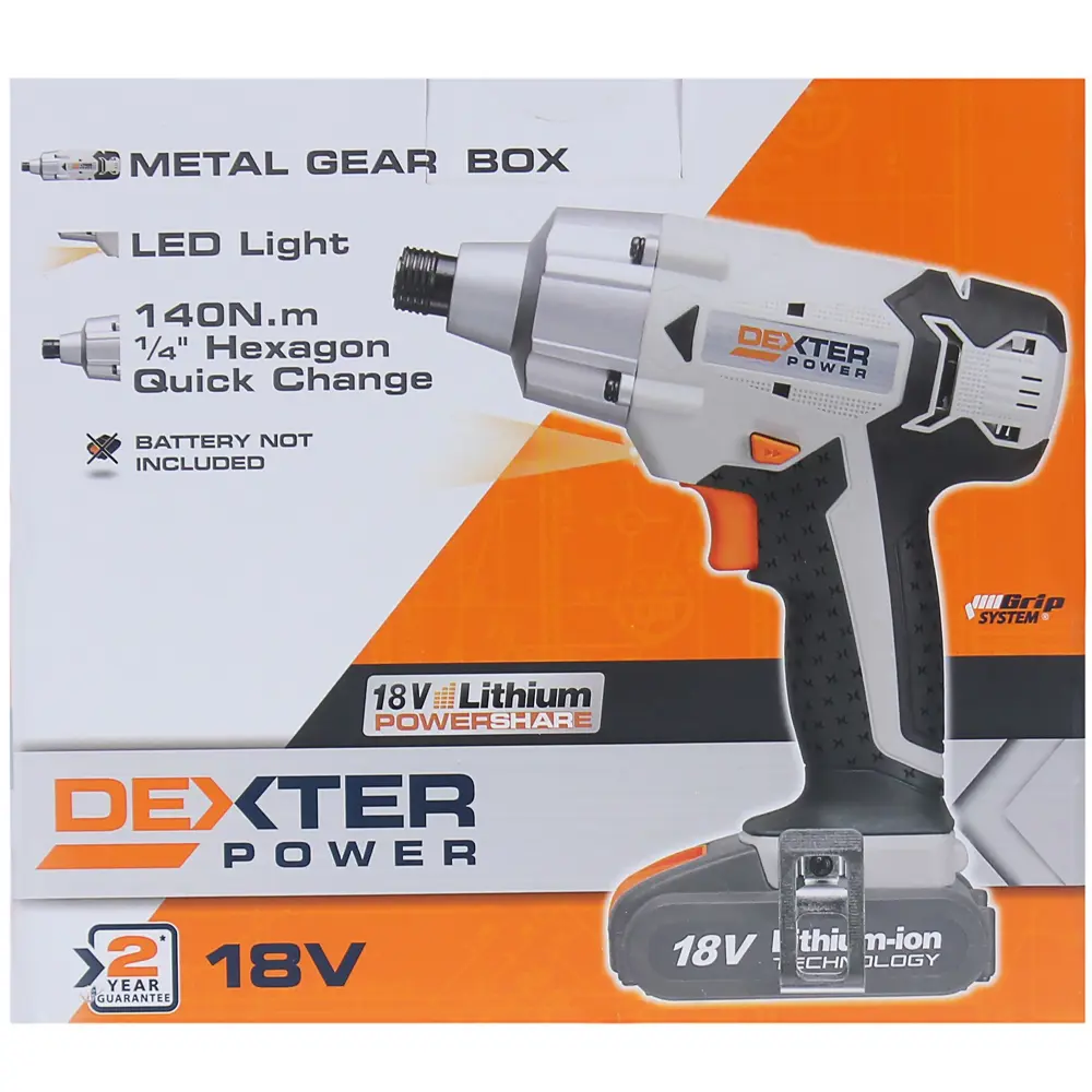 Гайковерт аккумуляторный ударный Dexter Power CID18LD, 18 В Li-ion, 140 Нм, без АКБ STLM-2165004 - Вид №4