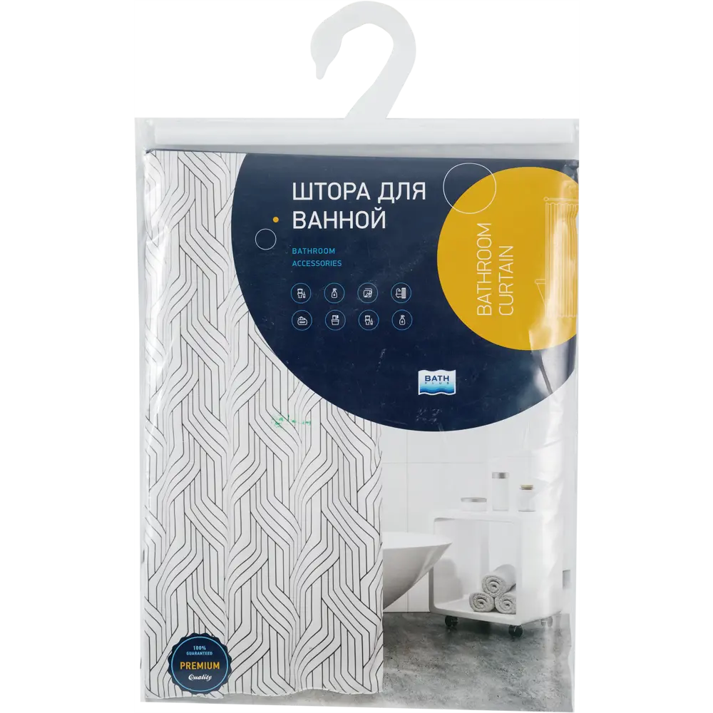 BATH PLUS Штора для ванной Charme с геометрическим узором 180×180 см 82360089 Track STLM-0025378 - Вид №5