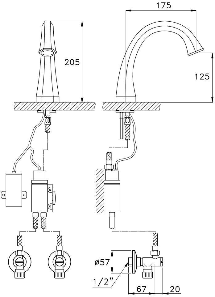 RUBINETTERIE STELLA Электронный смеситель для раковины Teletron sun-id-1445131 - Вид №4