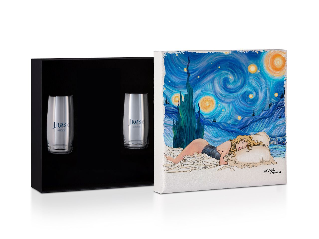 Коробка с бутылкой джина и стаканами J.Rose J. Rose London Dry Gin-Limited Edition ARCH-00051991 - Вид №1