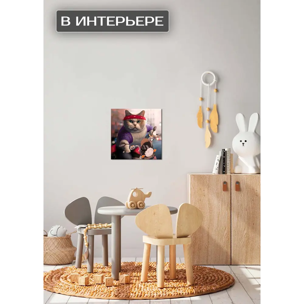 Картина на холсте Байкер 30x30 см 87233221 STLM-2064661 FBRUSH  - Вид №1