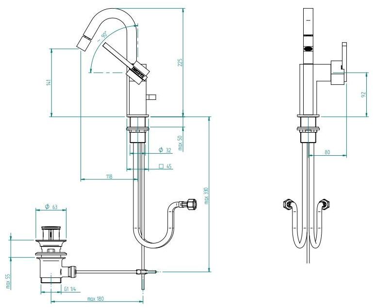 ZAZZERI Смеситель для биде, однорычажный, настольный Soqquadro sun-id-1349988 - Вид №1