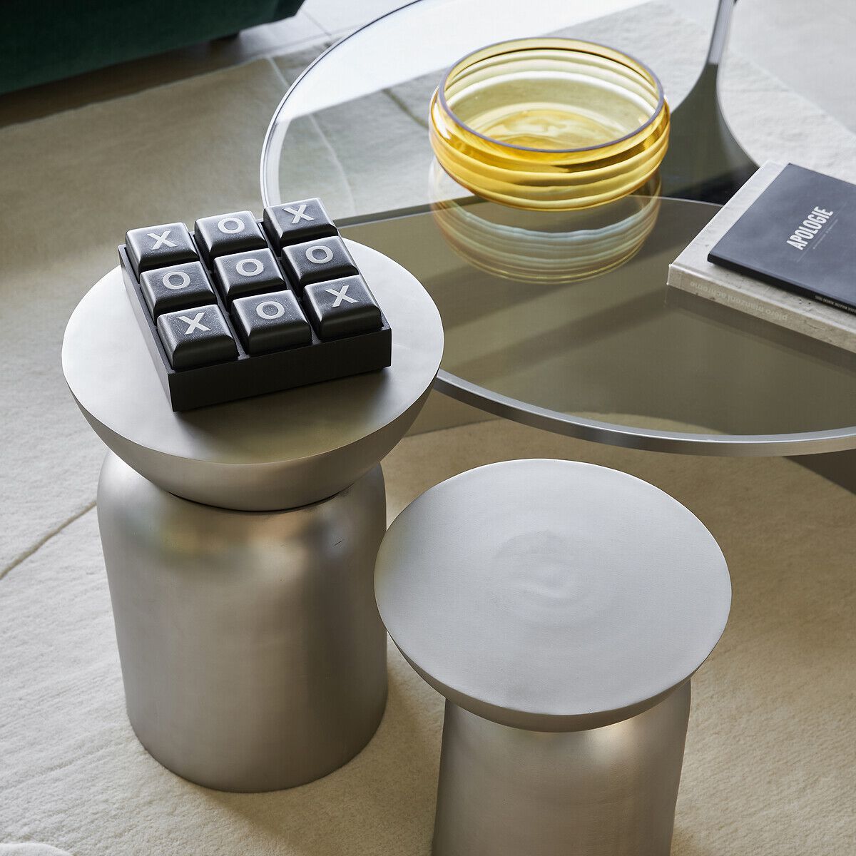 Круглый журнальный столик из нержавеющей стали и стекла AMPM Gira ARCH-00004927 - Вид №2